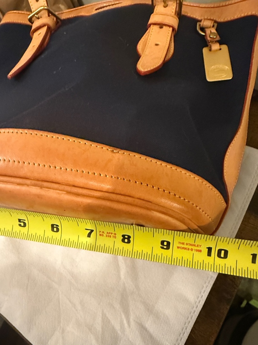 Dooney & Bourke Navy Tote with Tan Leather Trim - Picture 11 of 14